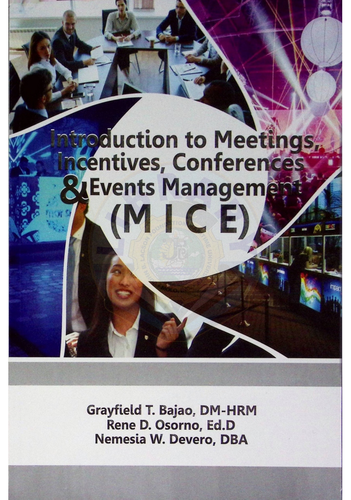 Introduction to meetings, incentives, conferences & events management by Bajao et al. 2020